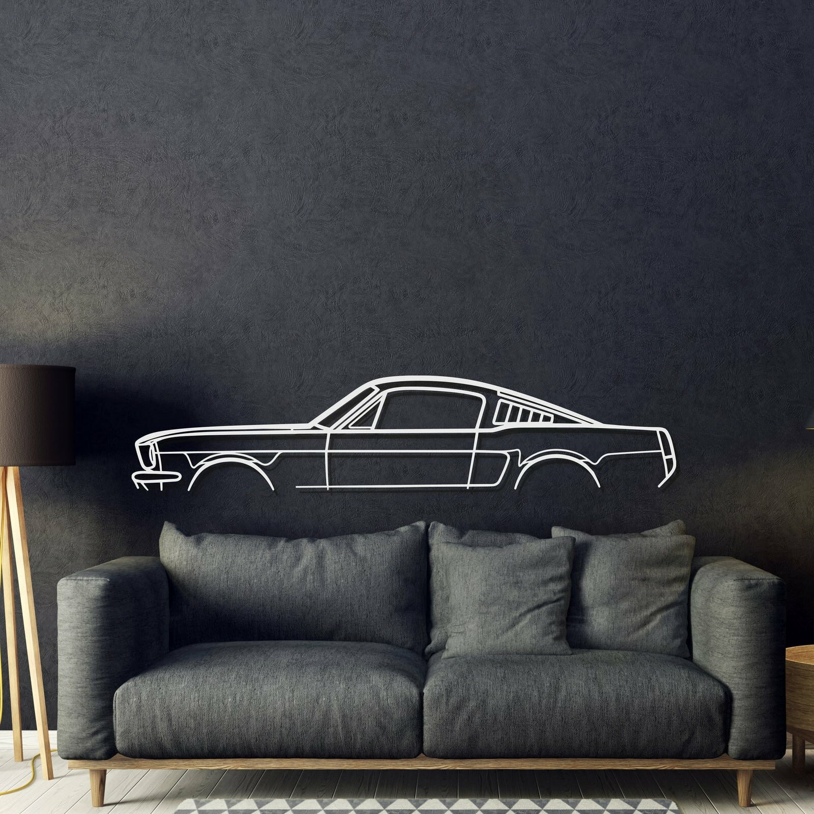 1966 MUSTANG FASTBACK METAL CAR WALL ART - MT0089