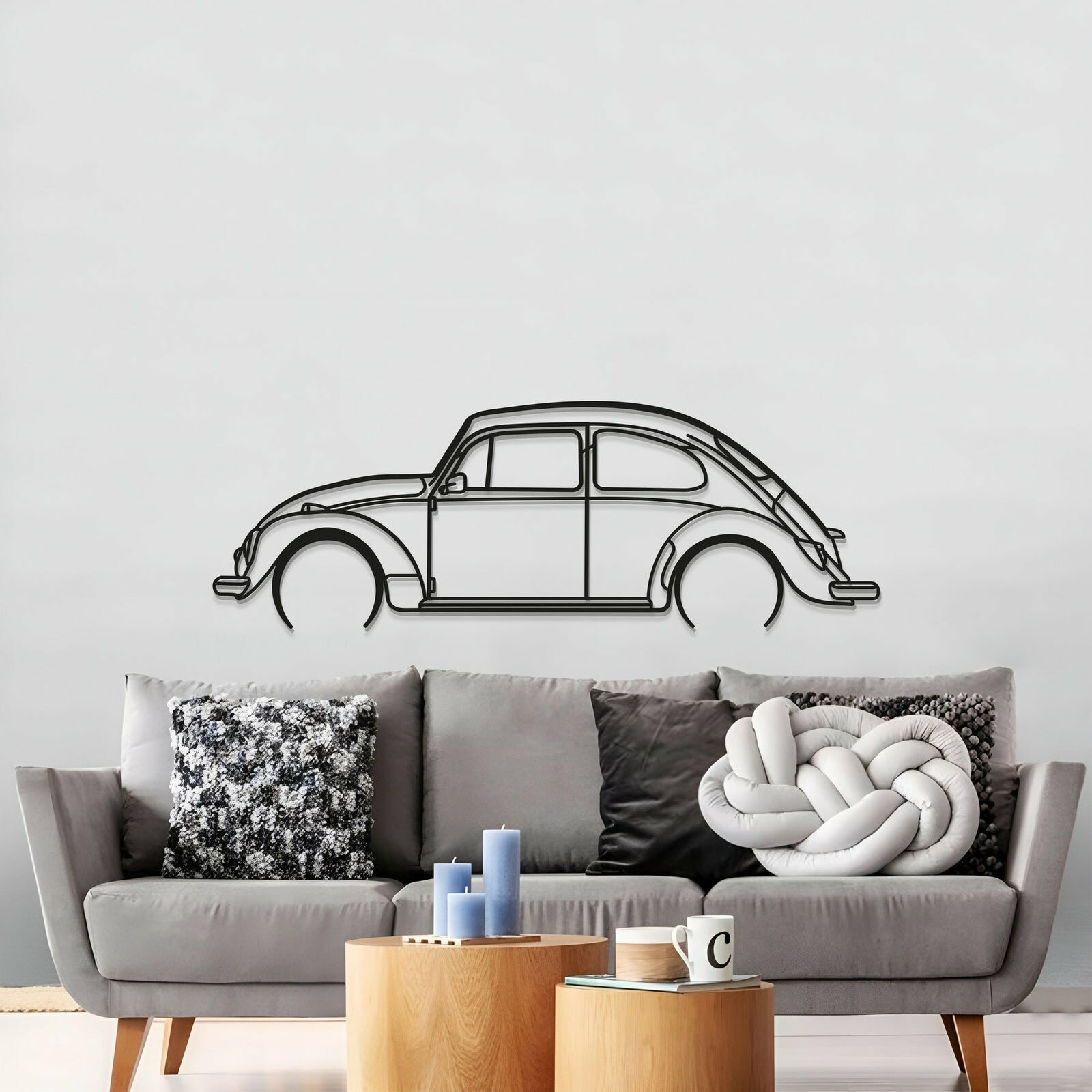 1966 BEETLE DETAILED METAL CAR WALL ART - MT0081