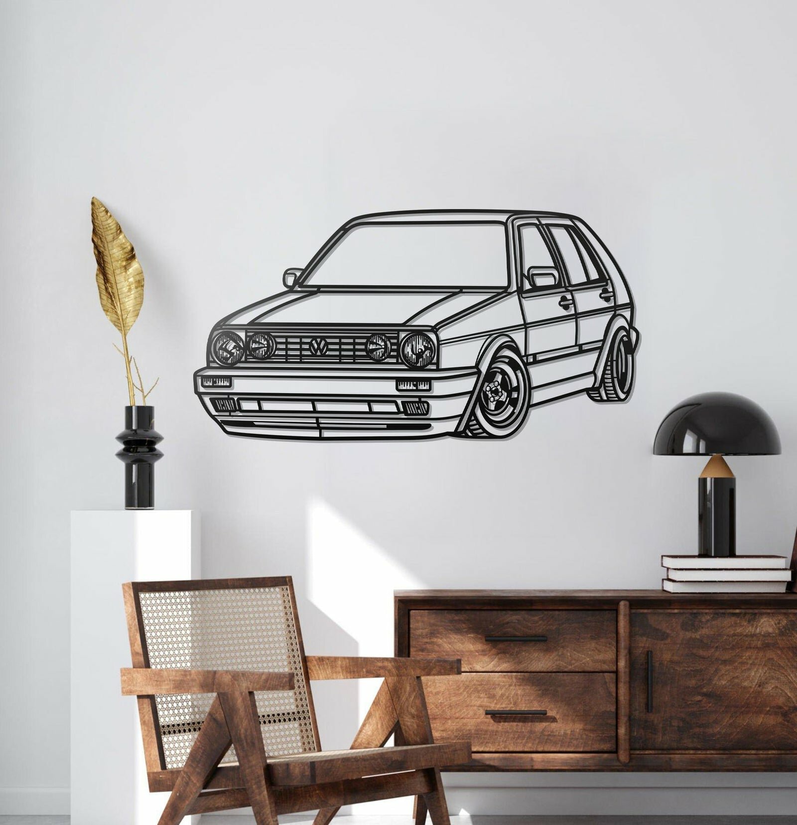 1983 GOLF MK2 PERSPECTIVE METAL CAR WALL ART - MT0464