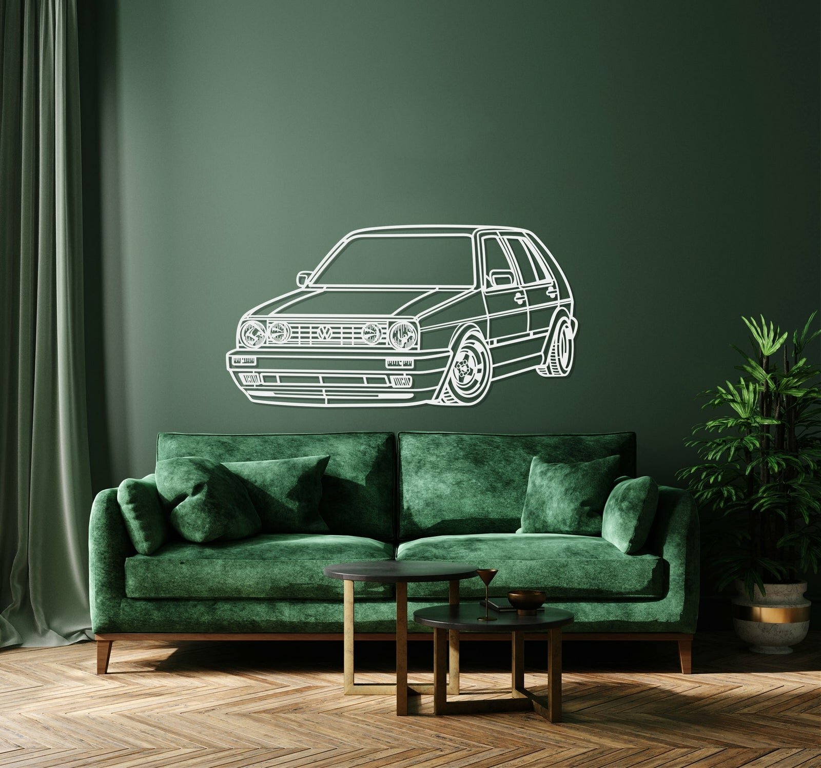 1983 GOLF MK2 PERSPECTIVE METAL CAR WALL ART - MT0464