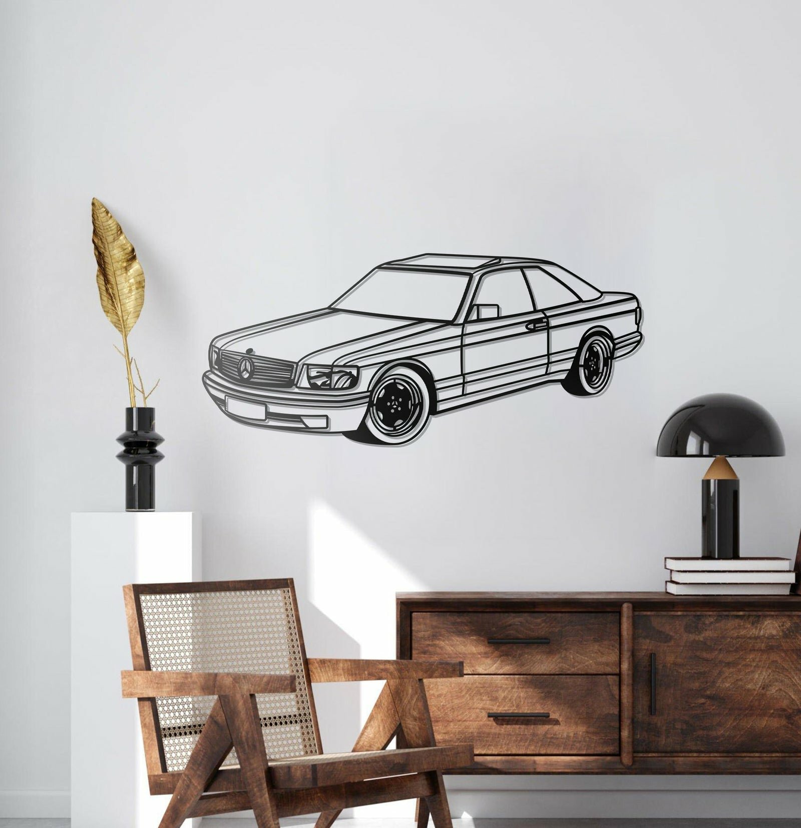 1989 W126 SEC PERSPECTIVE METAL CAR WALL ART - MT0452